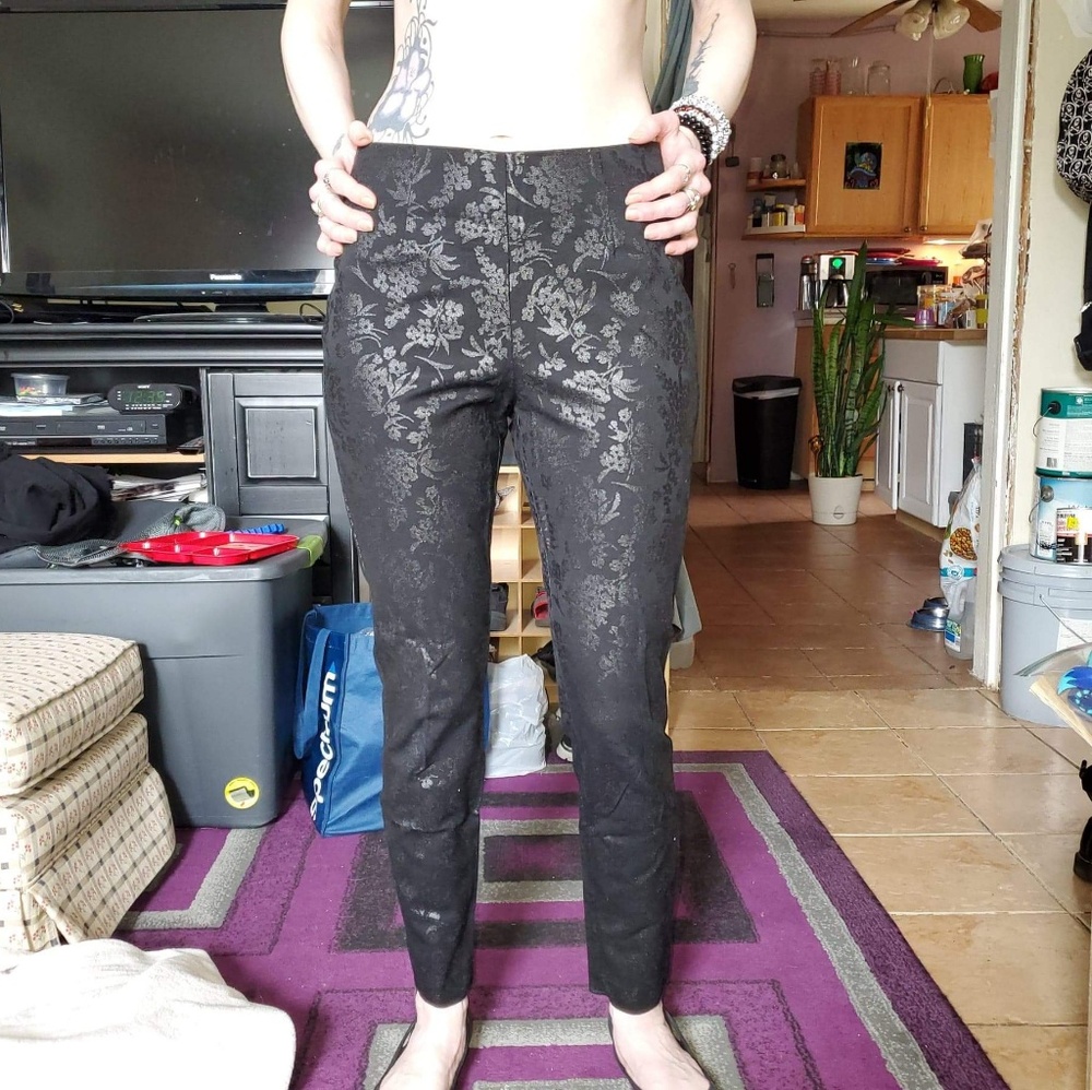 Women's Black Brocade Pants